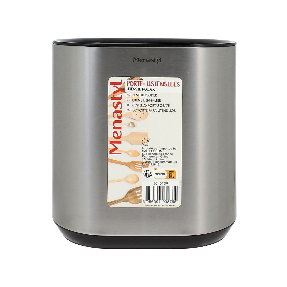 Porte ustensile en acier inoxydable inox-noir, MENASTYL