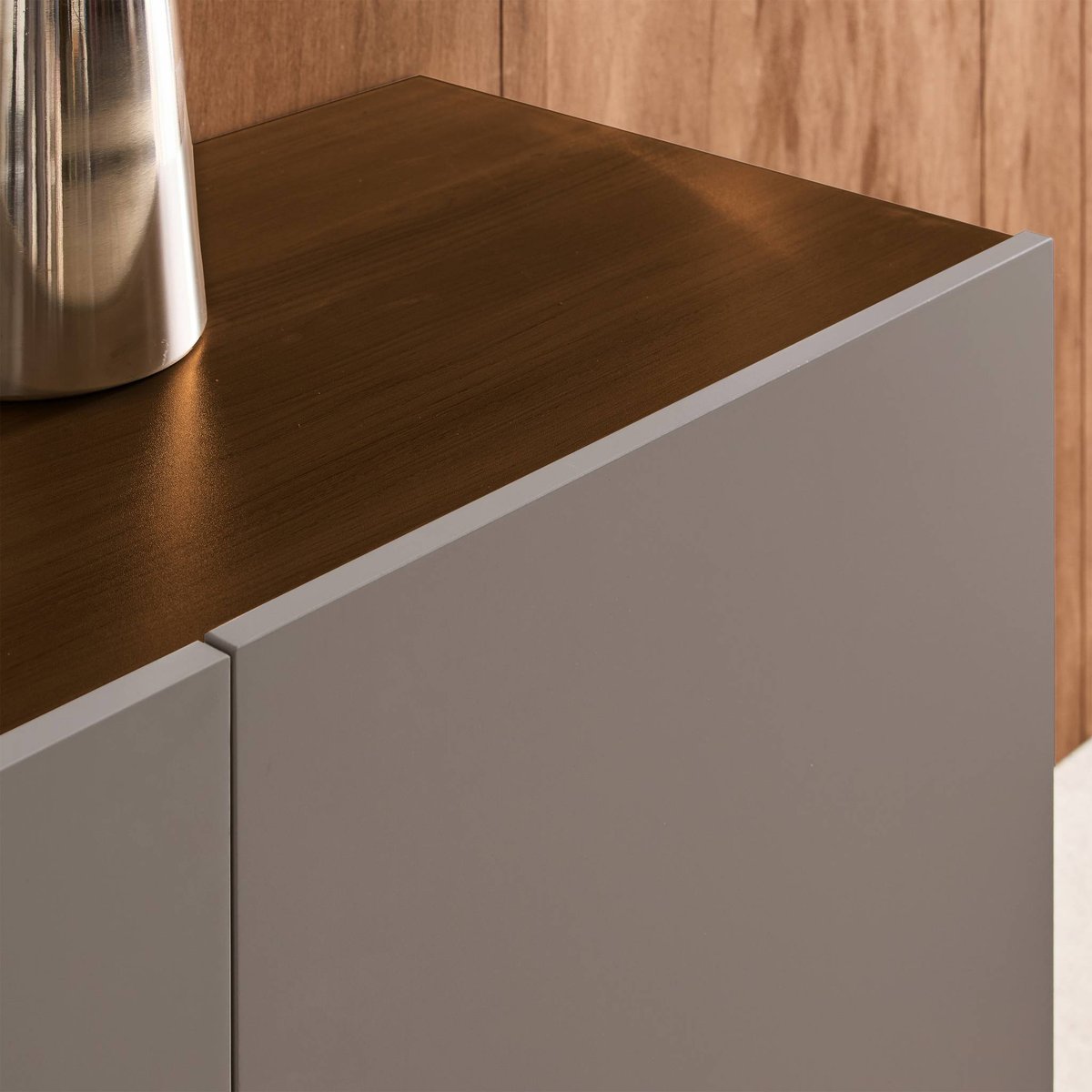 Buffet décor bois piétement métal 3 portes 150cm ASHTON gris, SWEEEK