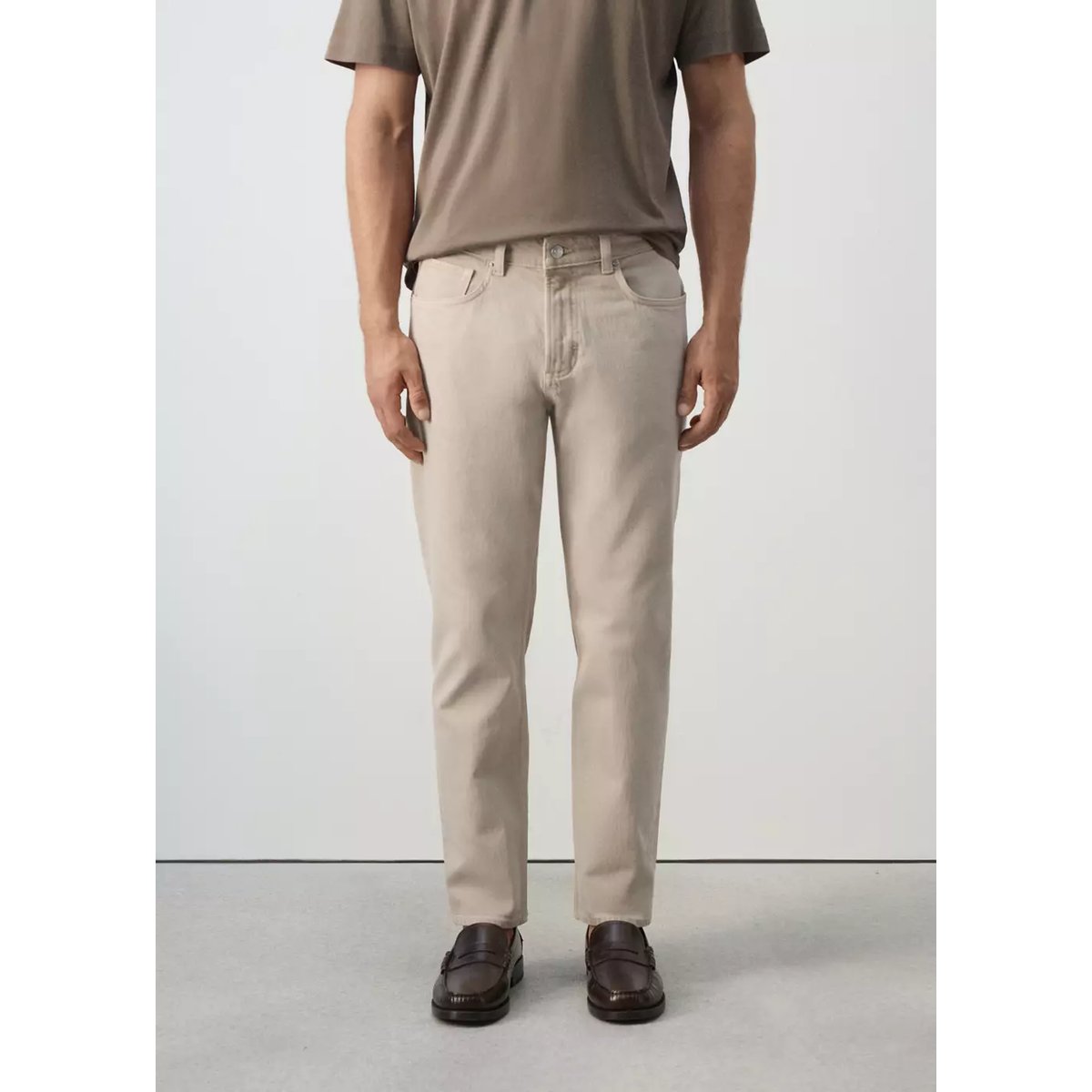 Jean Ben cropped tapered-fit beige, MANGO MAN