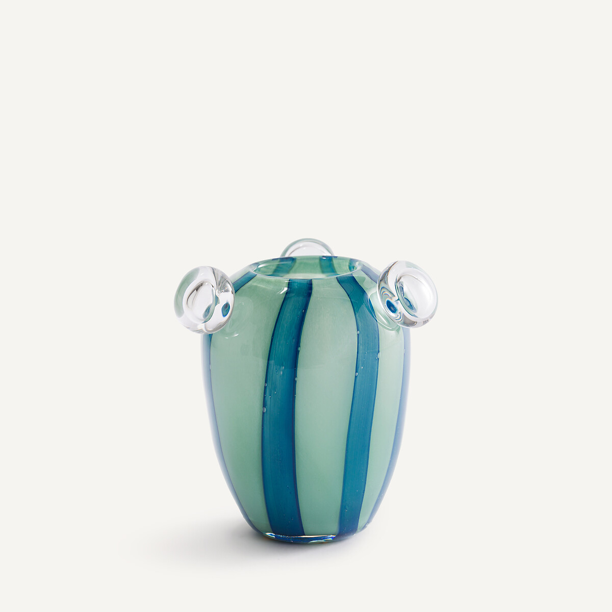 Vase en verre soufflé à 3 bulles, H20,5 cm, Celis vert, AM.PM