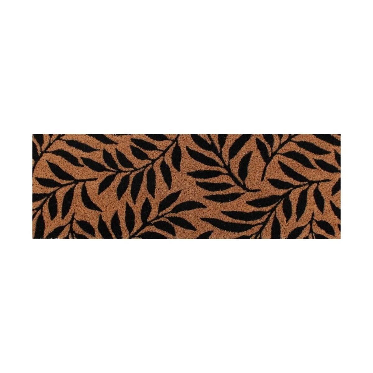 Paillasson de marche motifs feuillages en coco 25x75cm marron, ORNAMI