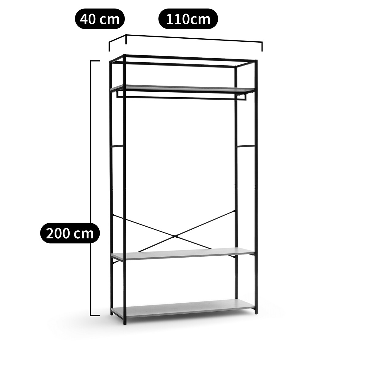 Módulo de armario an. 110 cm, Adarbi negro/madera, LA REDOUTE INTERIEURS