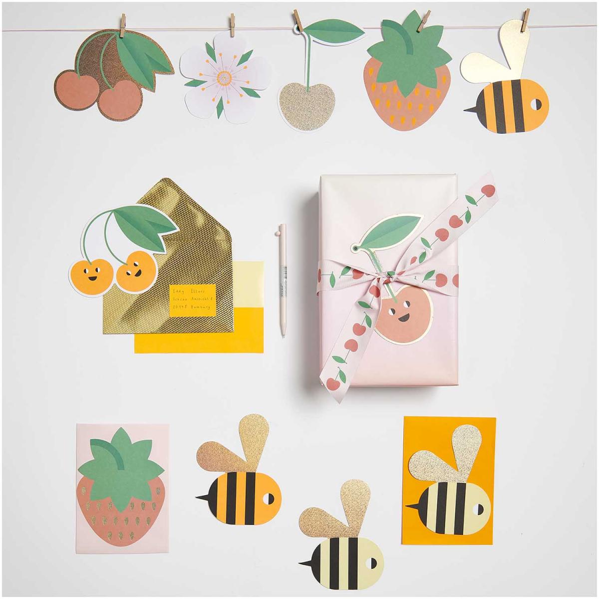Set de cartes et enveloppes - Just bees Fruits et flowers couleur unique, RICO DESIGN