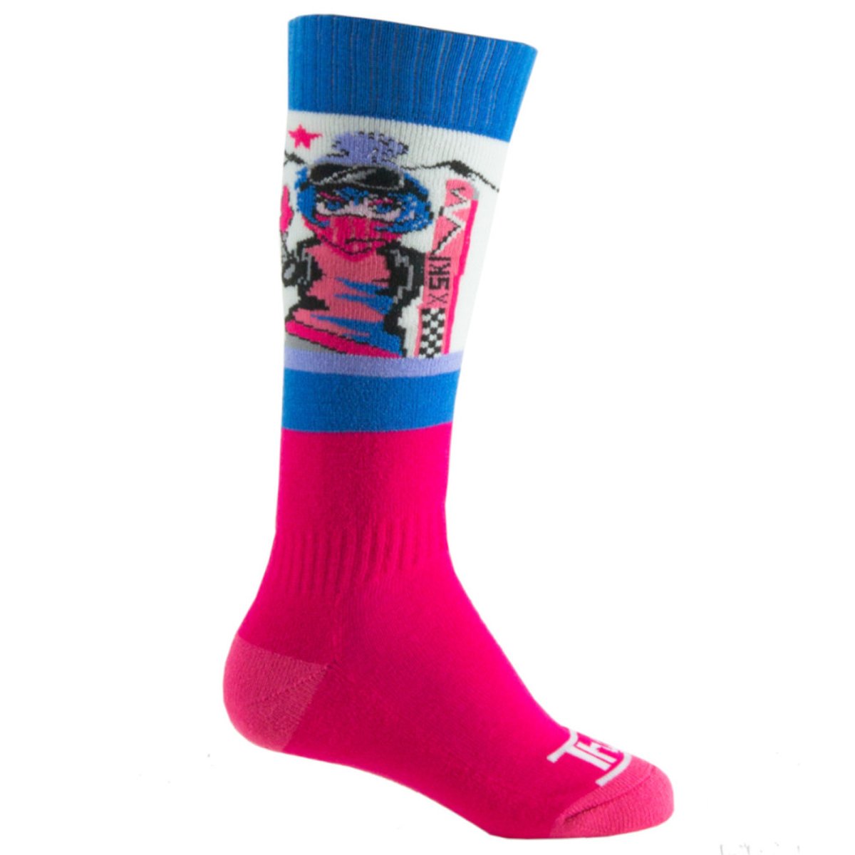 Lot de 2 mi-bas ski fille tendance en acrylique rose bleu, THYO