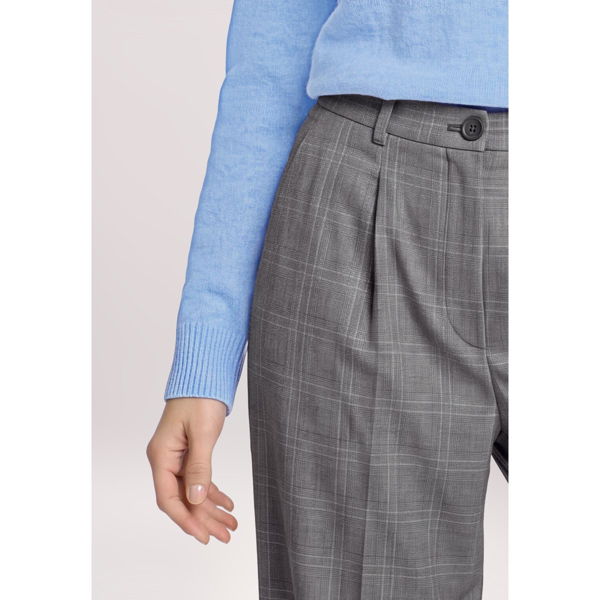 Pantalon à carreaux à jambes larges gris/noir, BETTY & CO