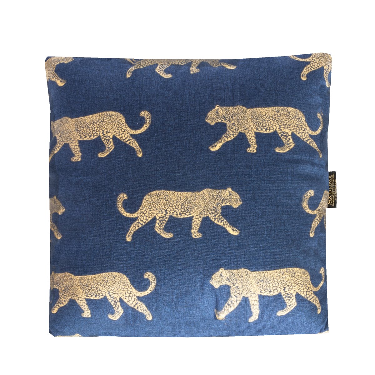 Coussin en coton motif tigre bleu cyan avec panthère or, MX HOME