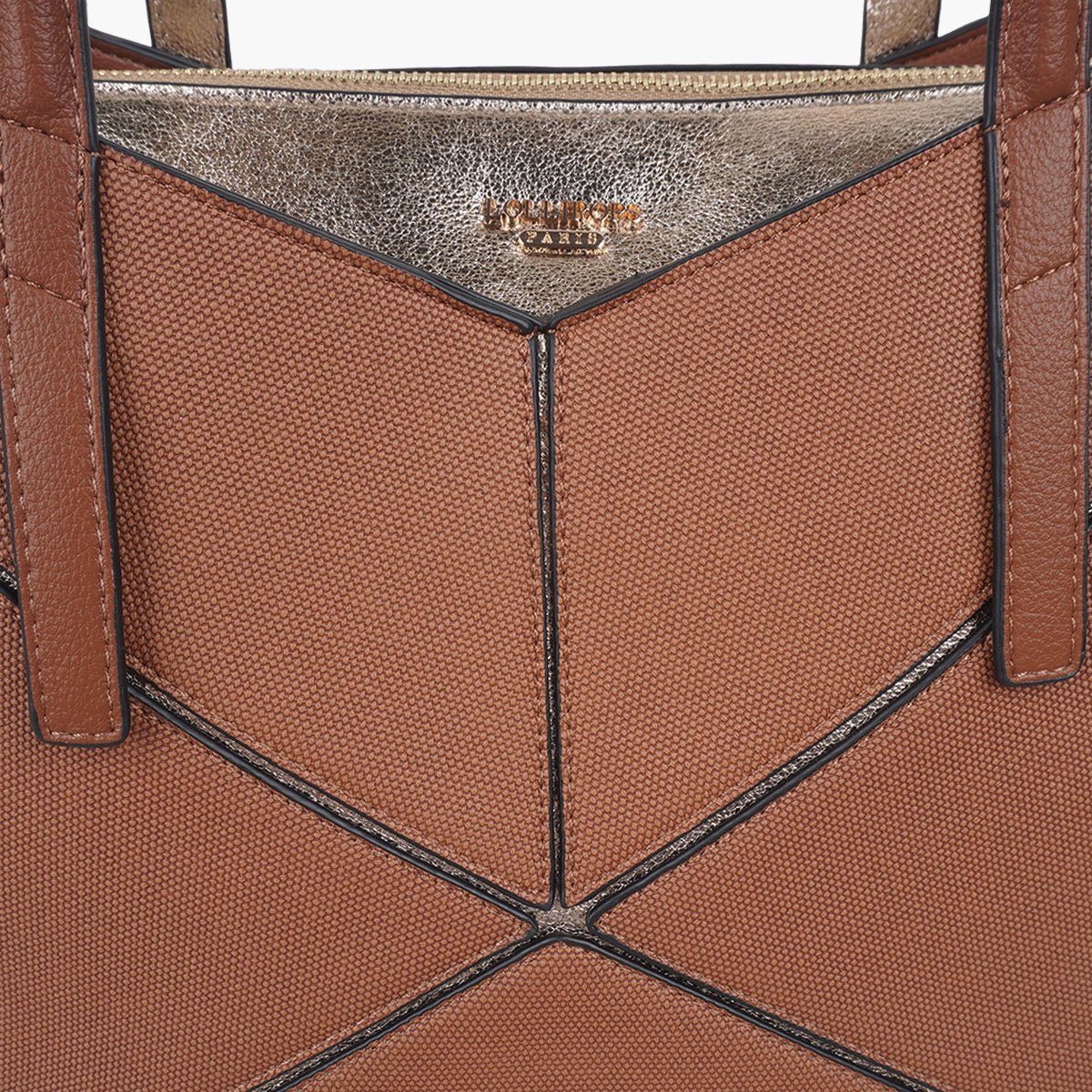 Grand sac shopper Tamelia cognac,doré, LOLLIPOPS