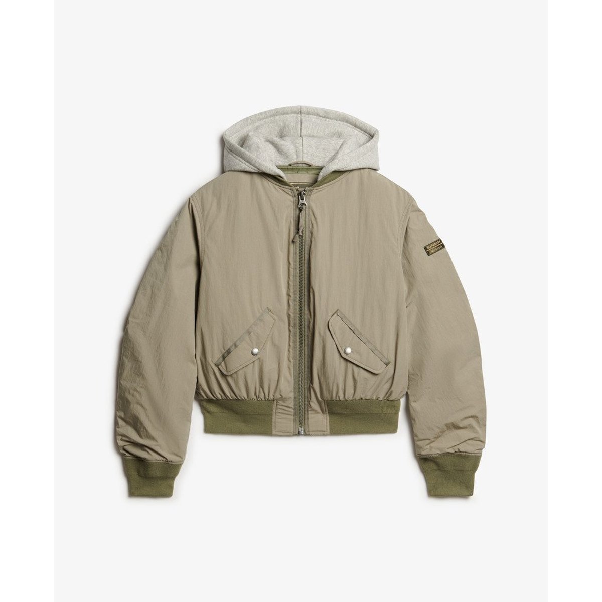 Bomber MA1 à capuche kaki clair, SUPERDRY