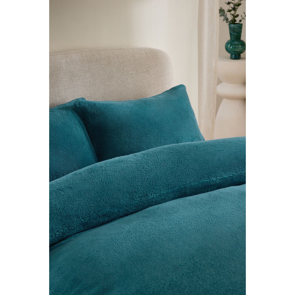 Housse de couette et taie oreiller en polaire bleu sarcelle, NEXT