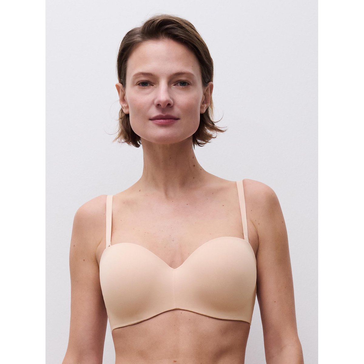 Soutien-gorge bandeau coques bretelles amovibles NORAH beige doré, CHANTELLE