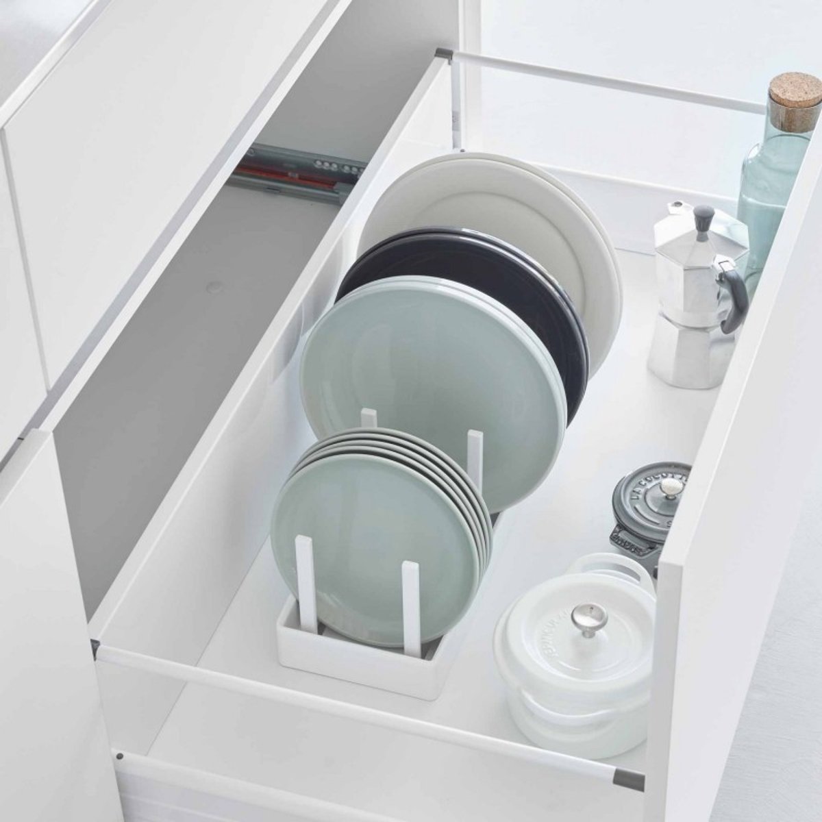 Support rangement couvercles assiettes Tower blanc, YAMAZAKI