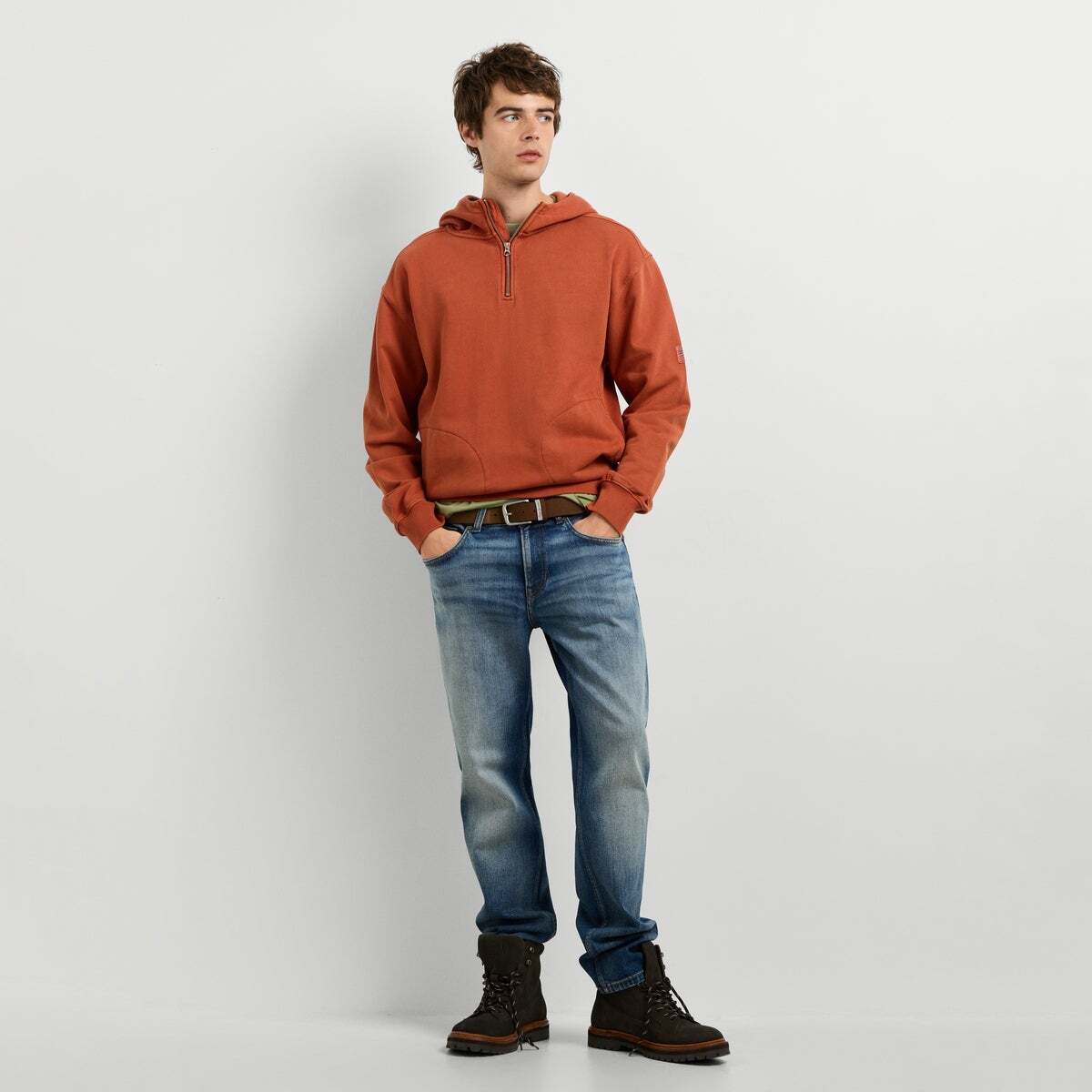 Sweat À Capuche Coupe Casual orange rouille foncé, PEPE JEANS