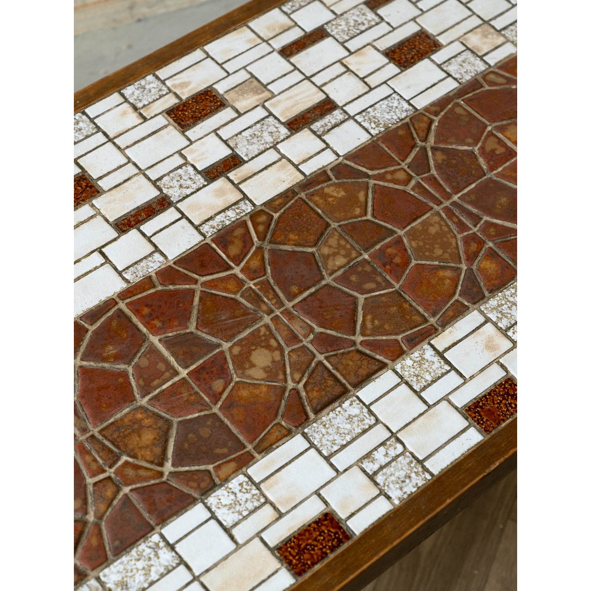 Table basse en céramique et bois Donna N°1046 - Bon état marron, DEBONGOUT
