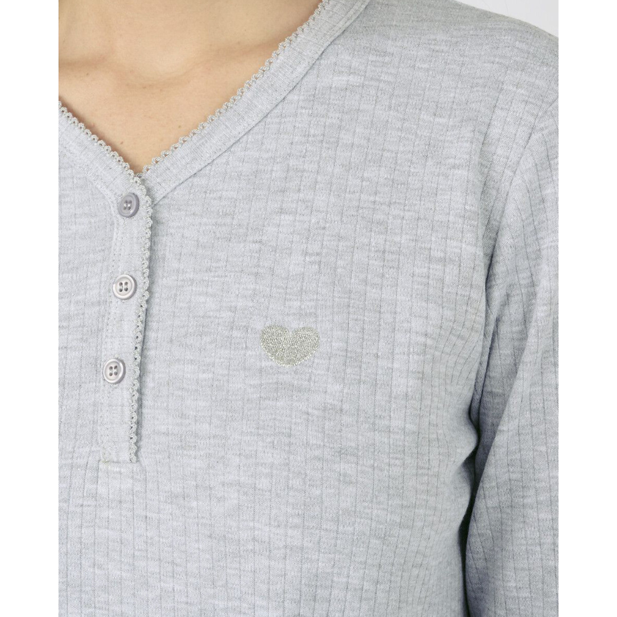 Ensemble de pyjama manches longues gris chiné, DAMART