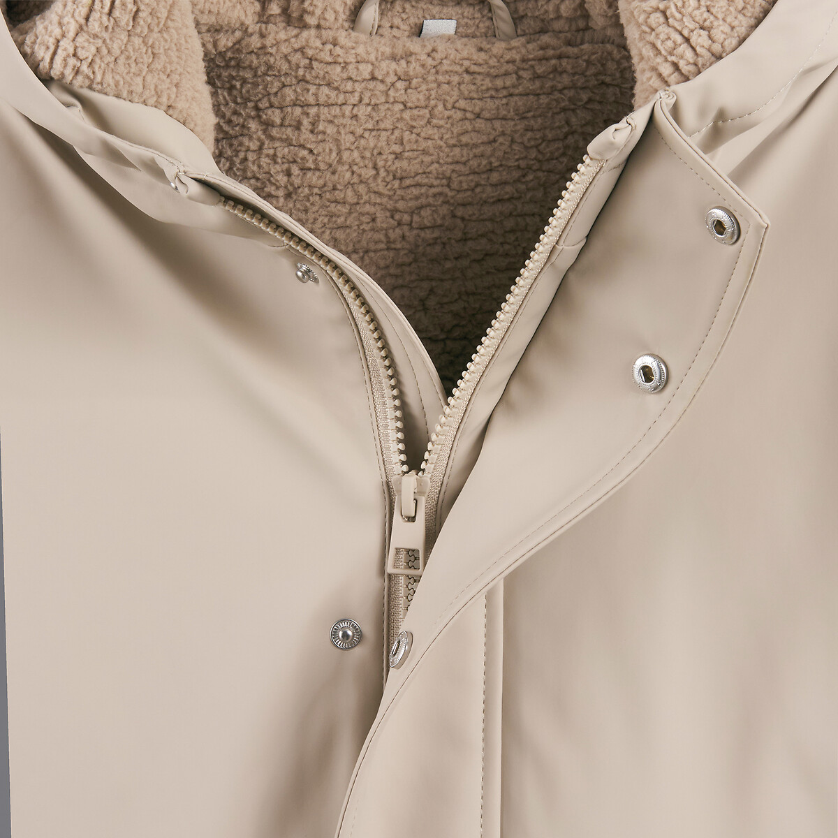 Coupe-vent doublé sherpa à capuche beige, LA REDOUTE COLLECTIONS