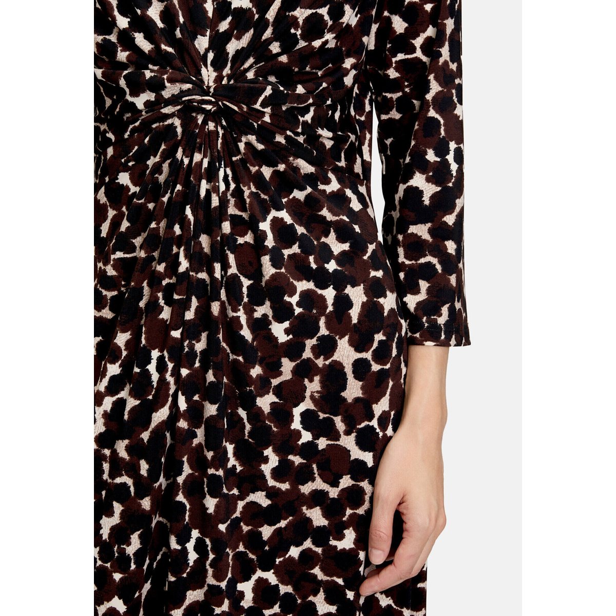 Robe longueur midi à fronce marron/beige, BETTY BARCLAY