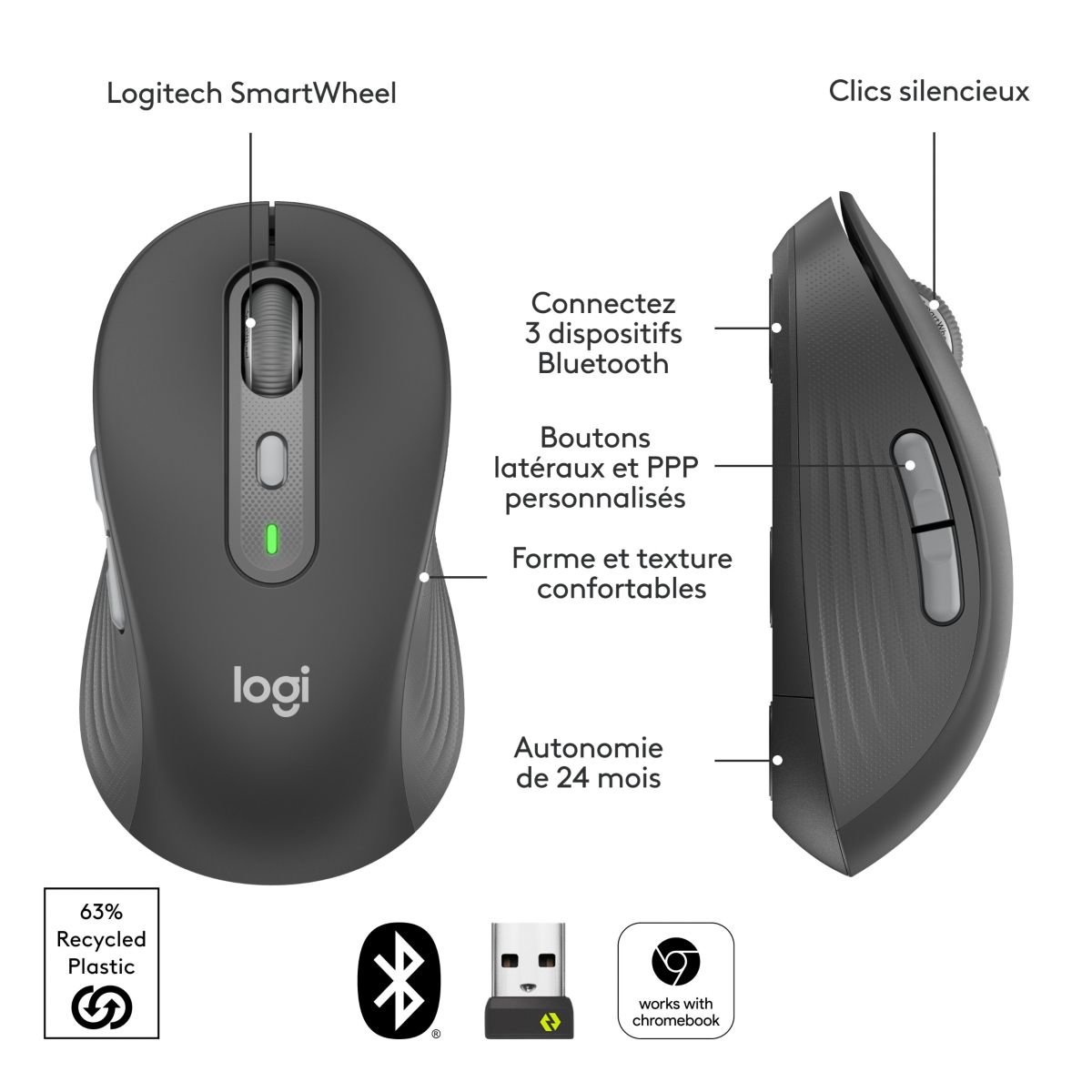 Souris sans fil SIGNATURE PLUS M750 L couleur unique, LOGITECH