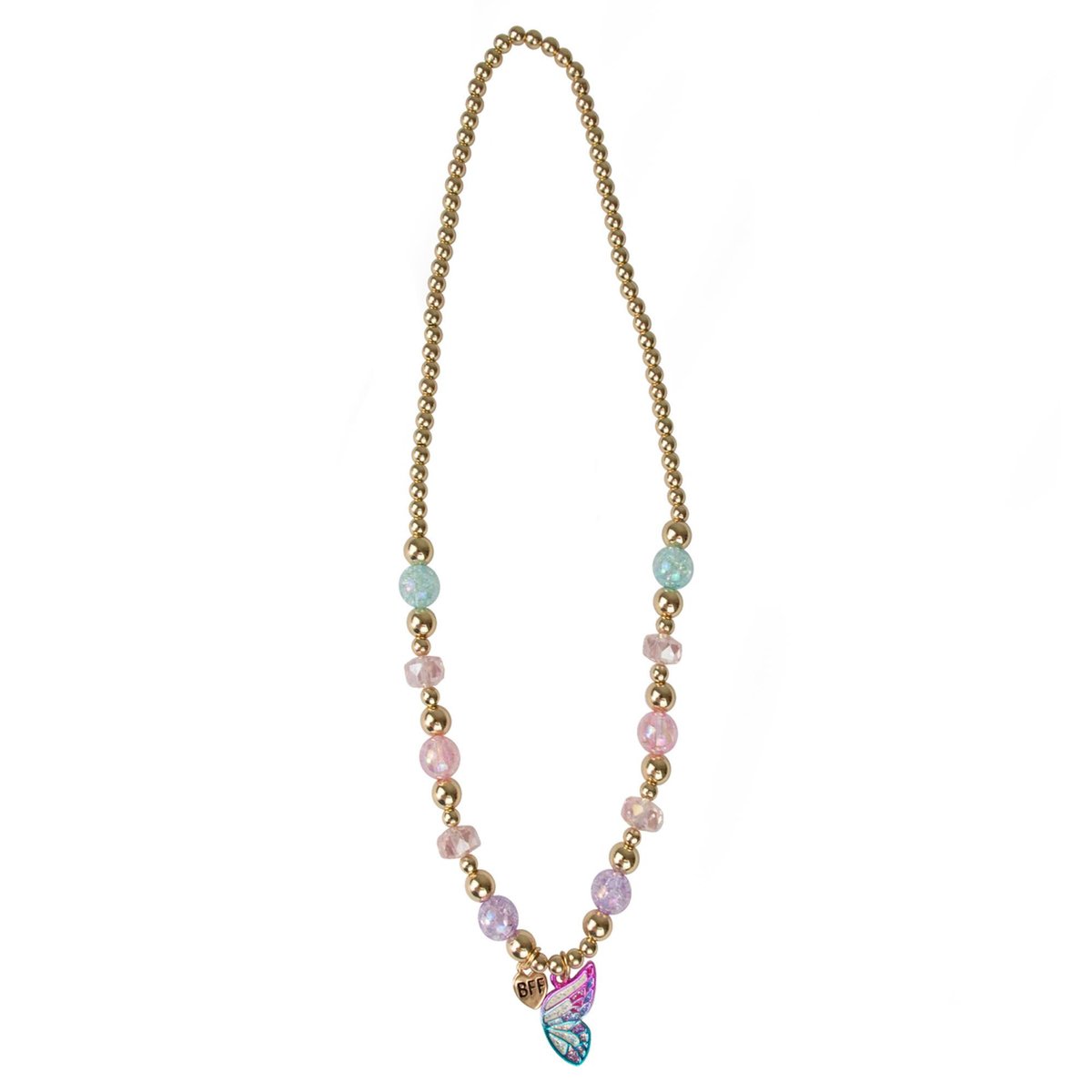 Collier d'amitié BFF duo papillon & arc-en-ciel rose, GREAT PRETENDERS