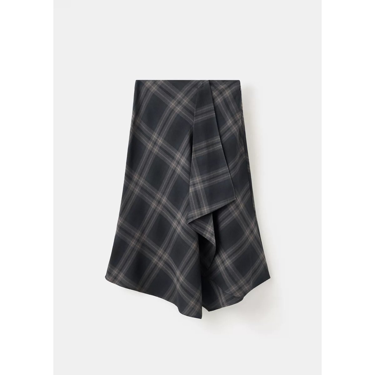 Jupe asymétrique carreaux gris chiné foncé, MANGO