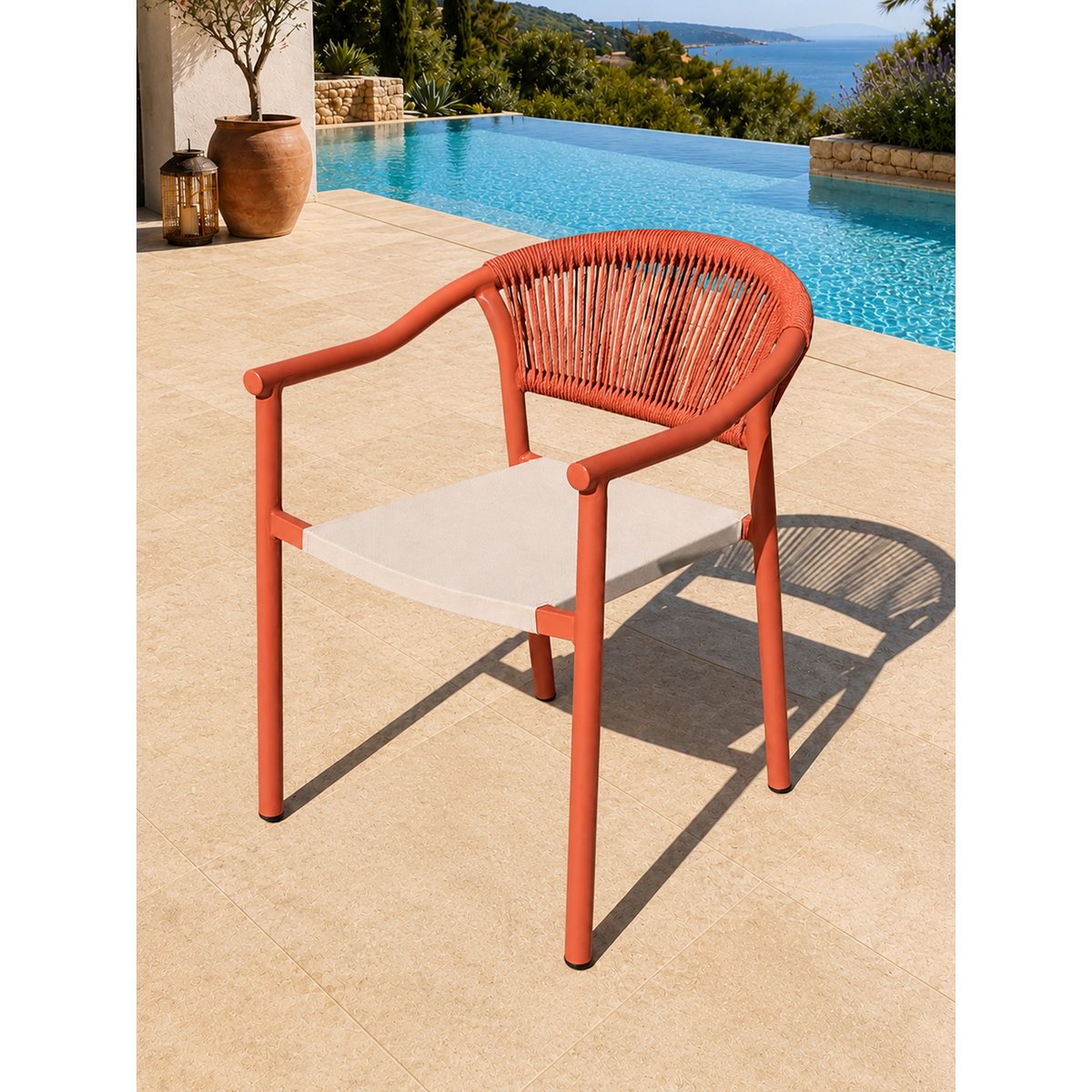 Ensemble repas de jardin en aluminium 8 places HANOI terracotta, DCB GARDEN