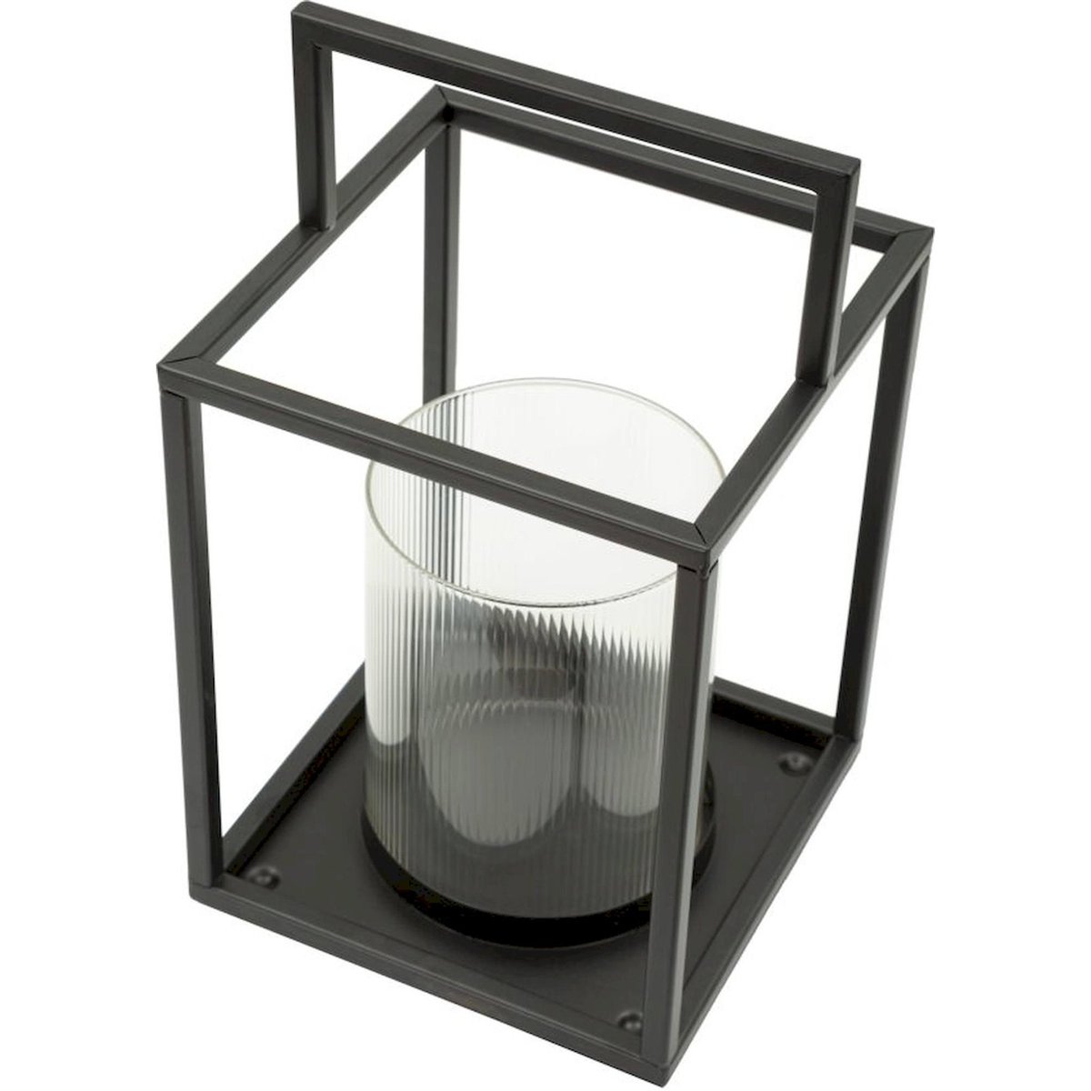 Lanterne en métal et verre trempé MODERN noir et transparent, RECOLLECTION