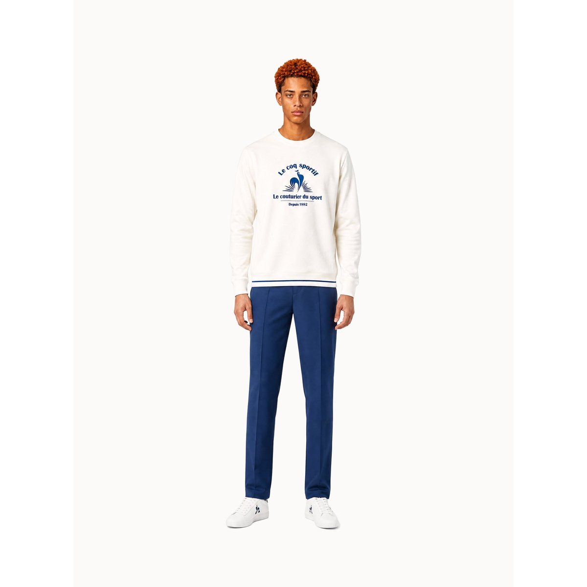 Sweat col rond Héritage blanc, LE COQ SPORTIF