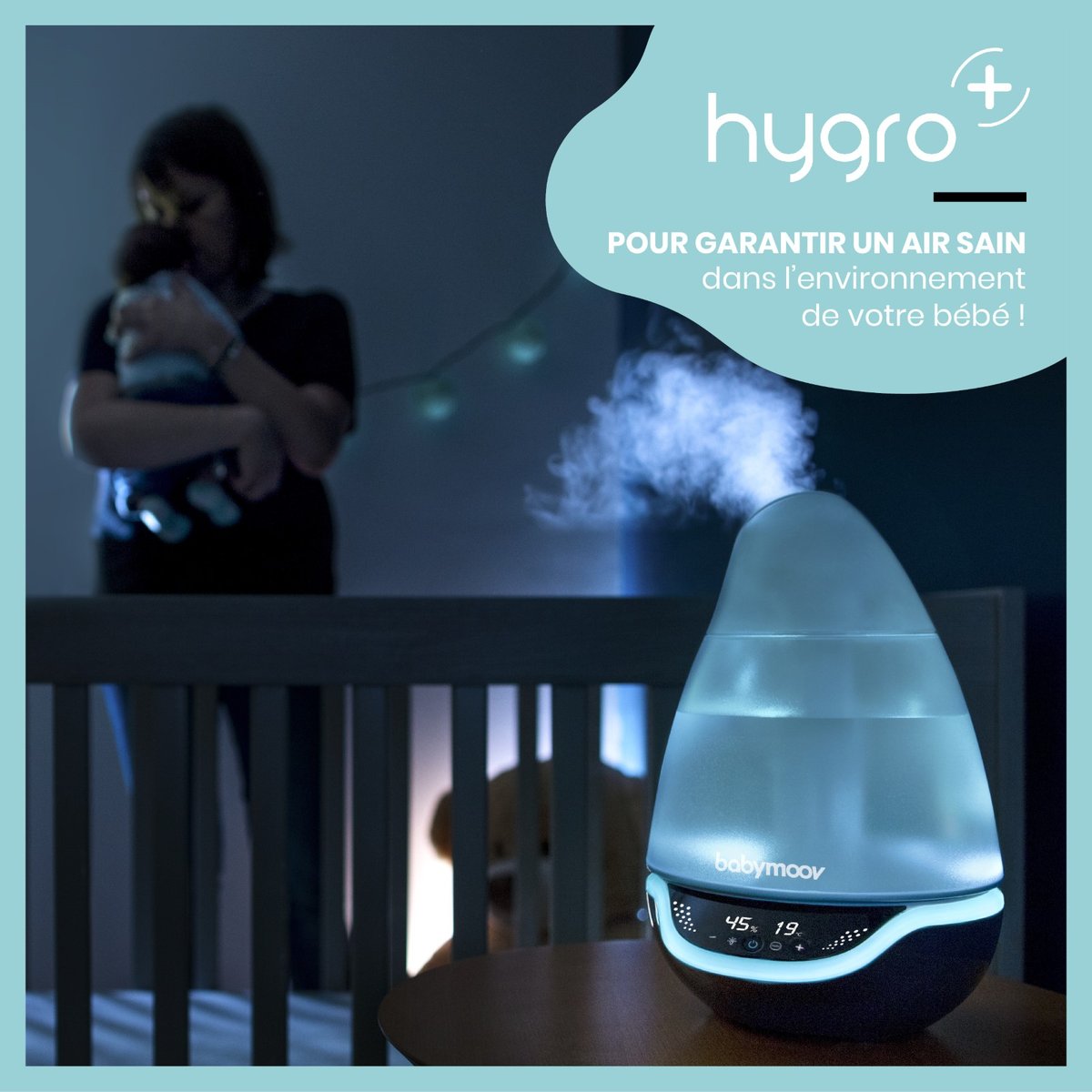 Humidificateur à vapeur froide hygro plus bleu, BABYMOOV