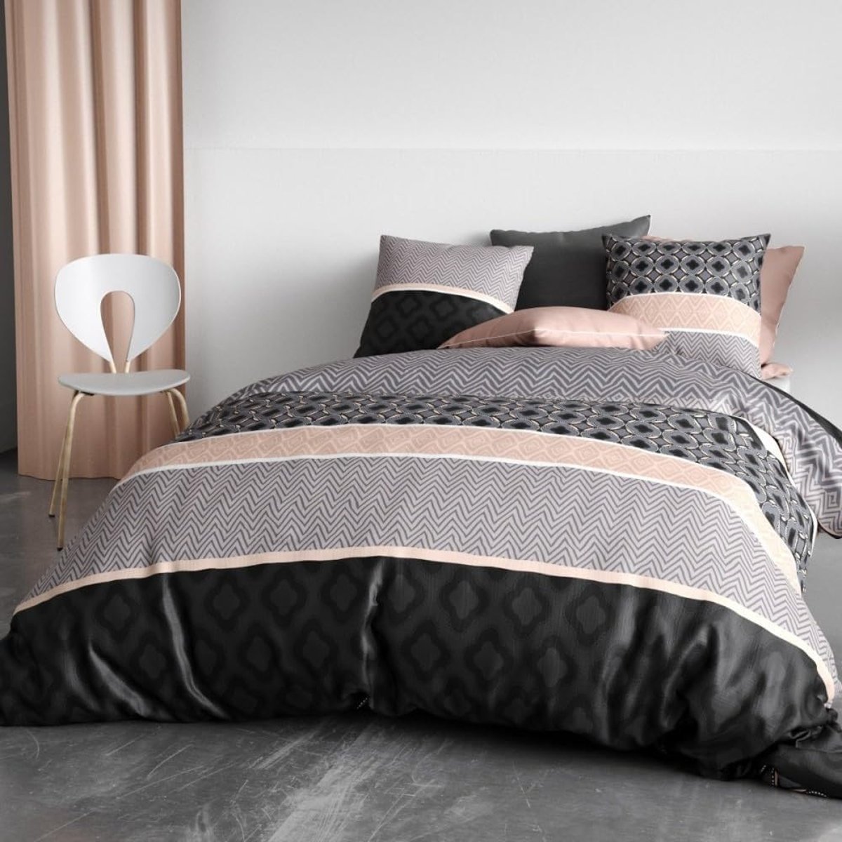 Housse couette + 2 taies Keha gris, EDEN