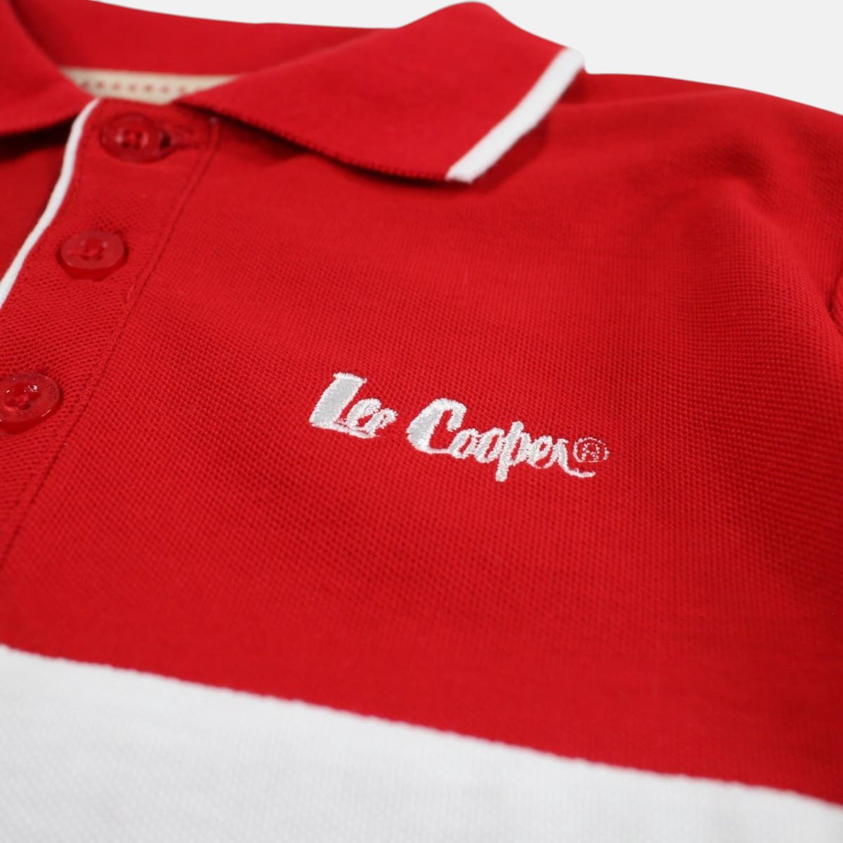 Polo manches courtes imprimé, col chemise RUGBY rouge, LEE COOPER