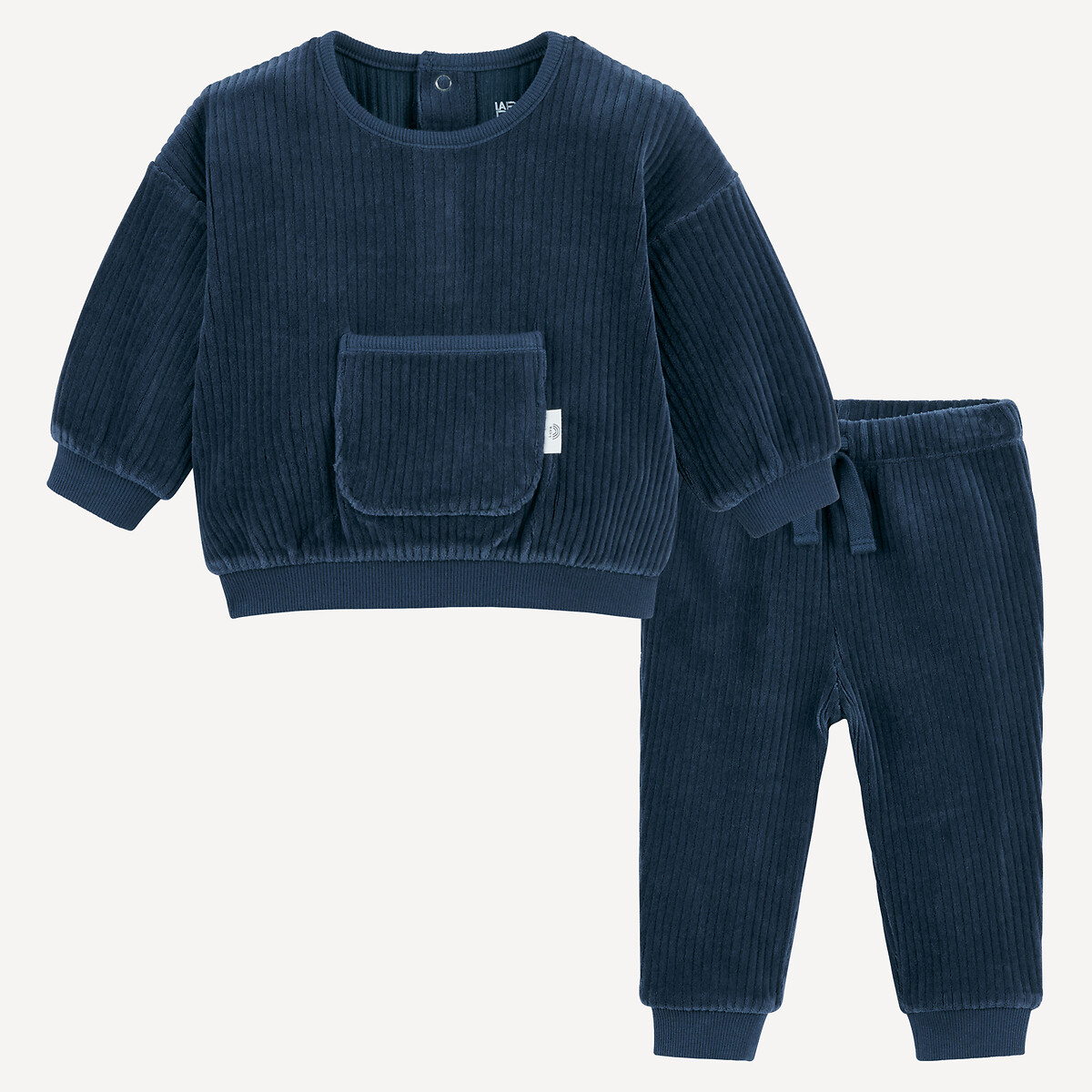 Ensemble 2 pièces sweat et jogging en velours marine, LA REDOUTE COLLECTIONS