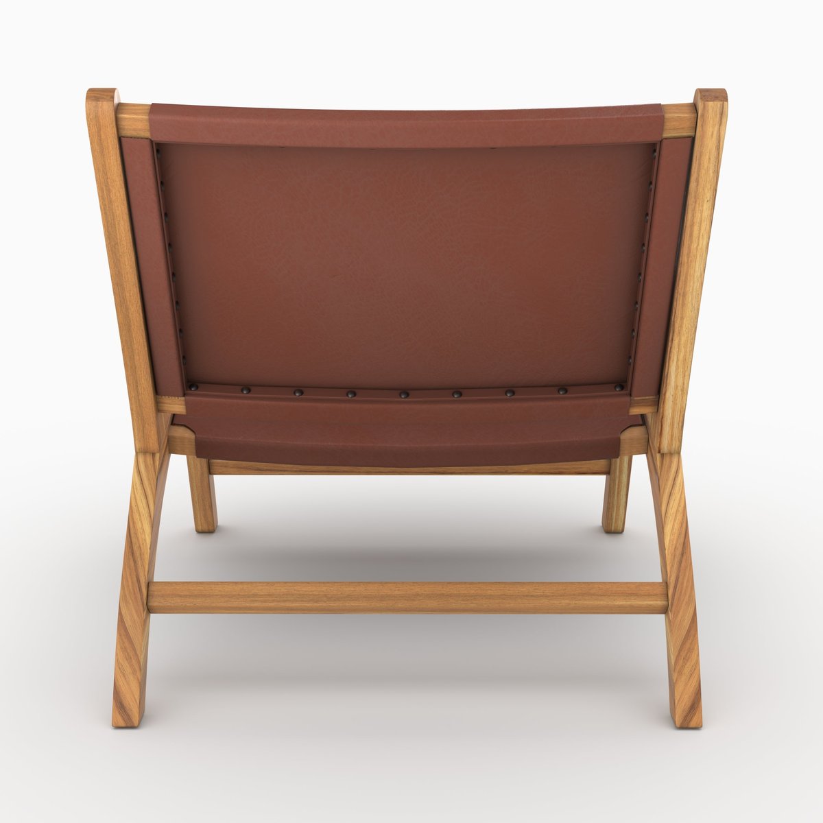 Fauteuil en teck et cuir lisse - KUNA marron, MAISON PAVANE