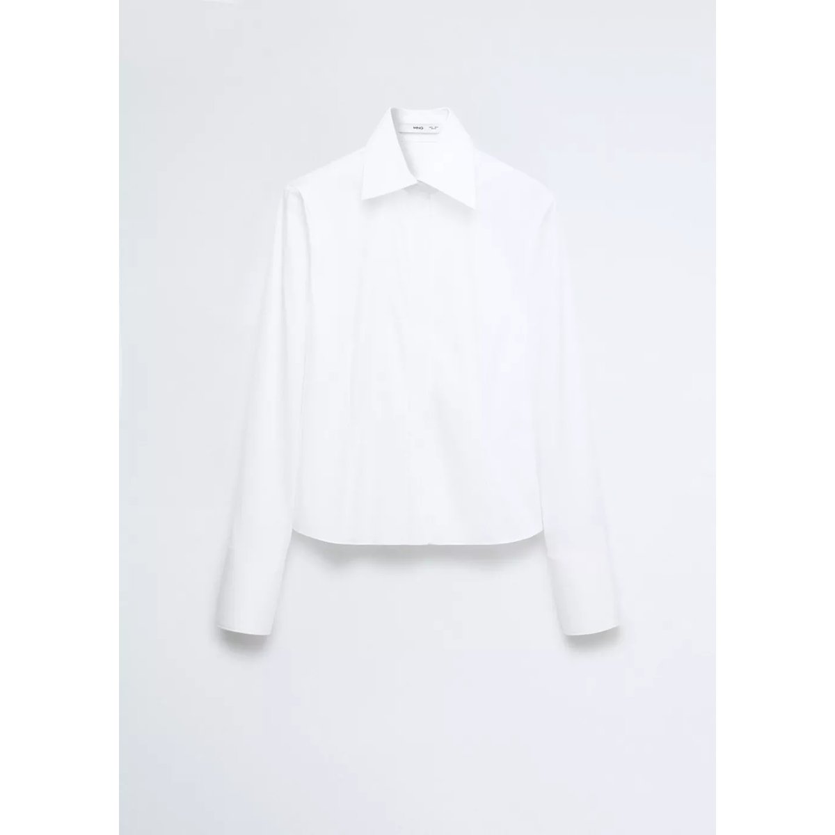 Chemise popeline courte blanc, MANGO
