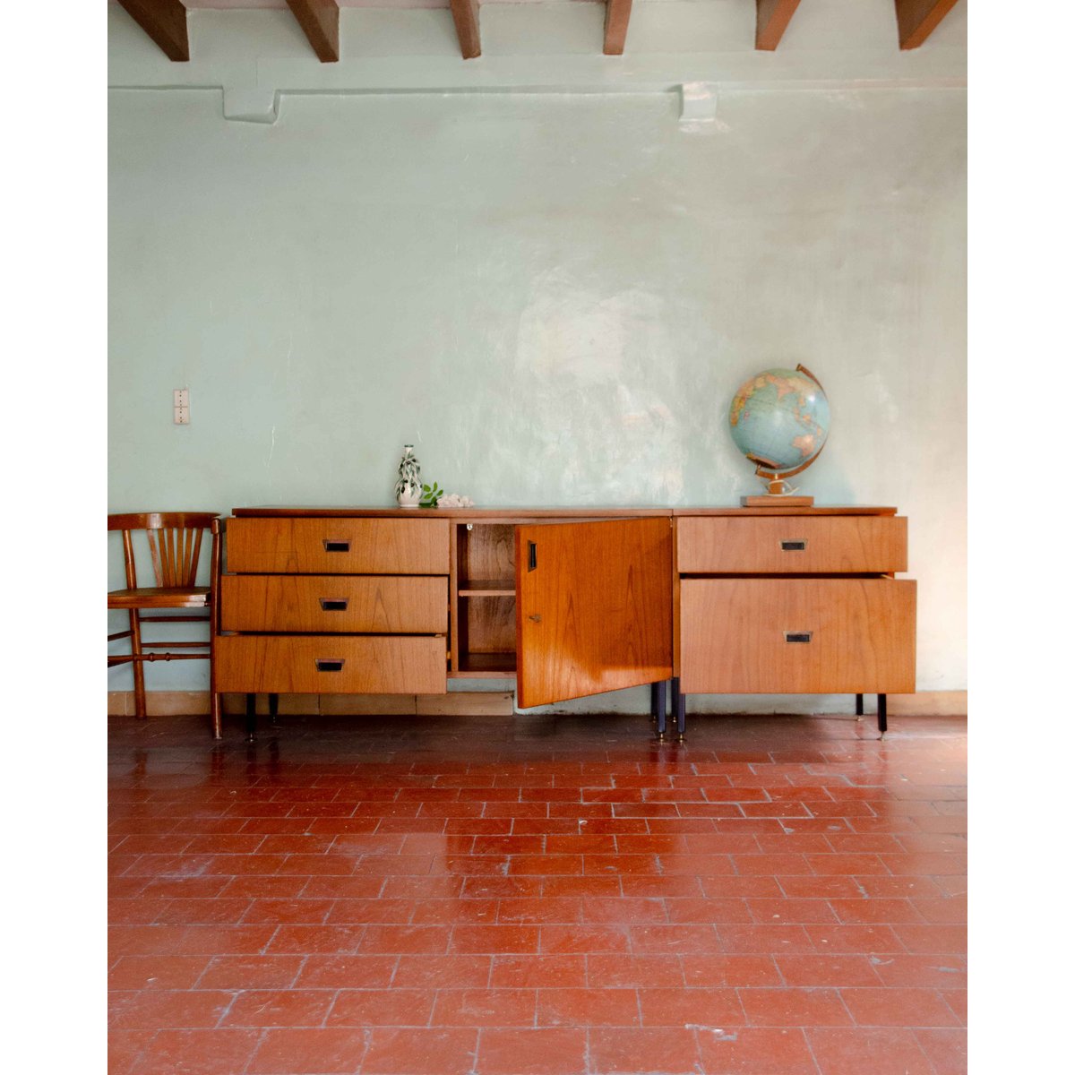 Enfilade modulable en teck Margaret N°509 - Bon état bois clair, DEBONGOUT
