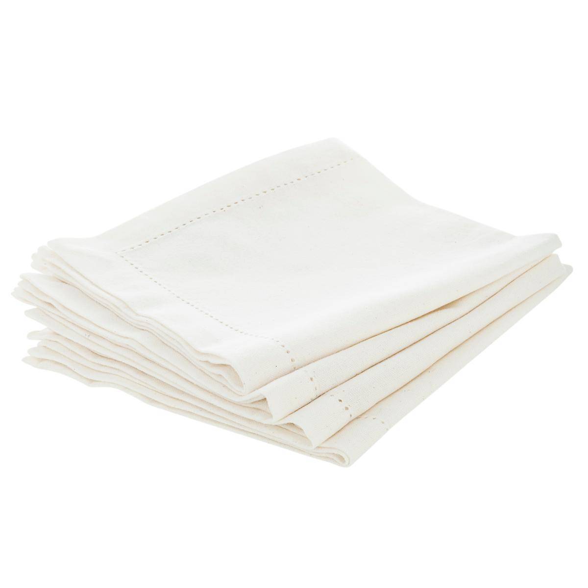 Lot de 4 serviettes de table Chambray blanc, ATMOSPHERA