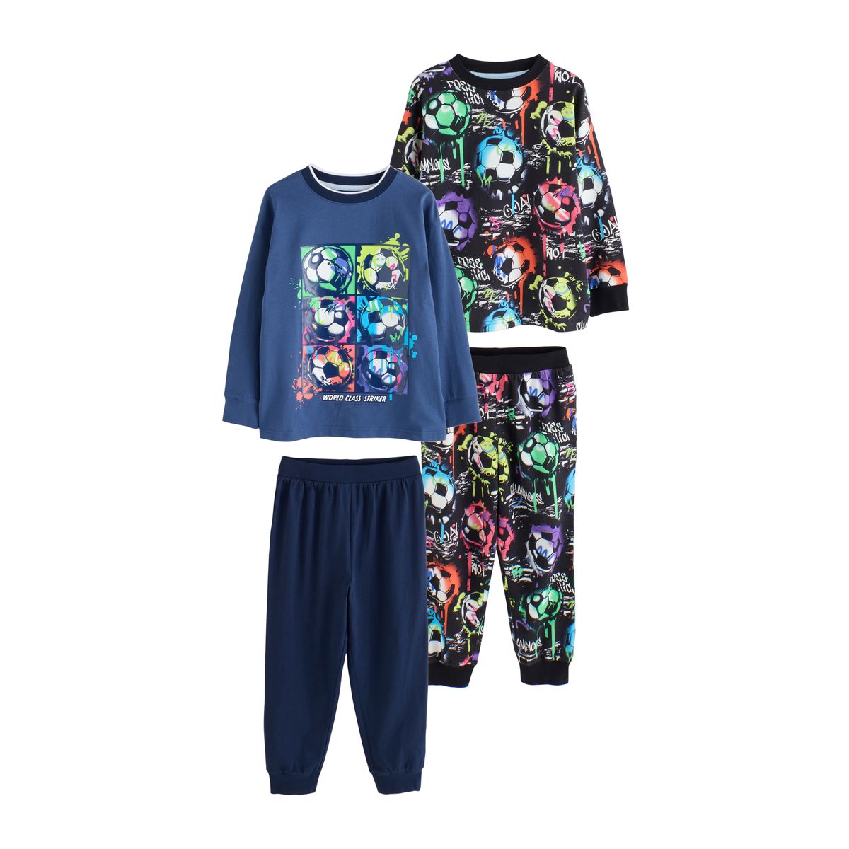 Pyjamas à manches longues, lot de 2 football de la marine arc-en-ciel, NEXT