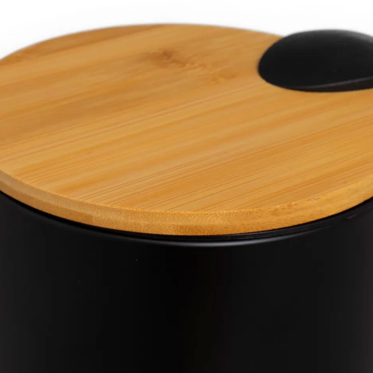 Poubelle de salle de bain en métal noir et bambou 5L noir, WADIGA