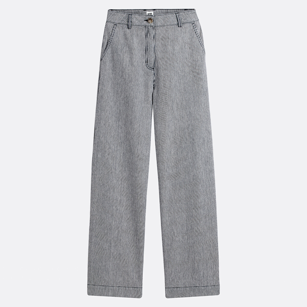 Wide Leg Trousers with High Waist navy striped/white, LA REDOUTE COLLECTIONS