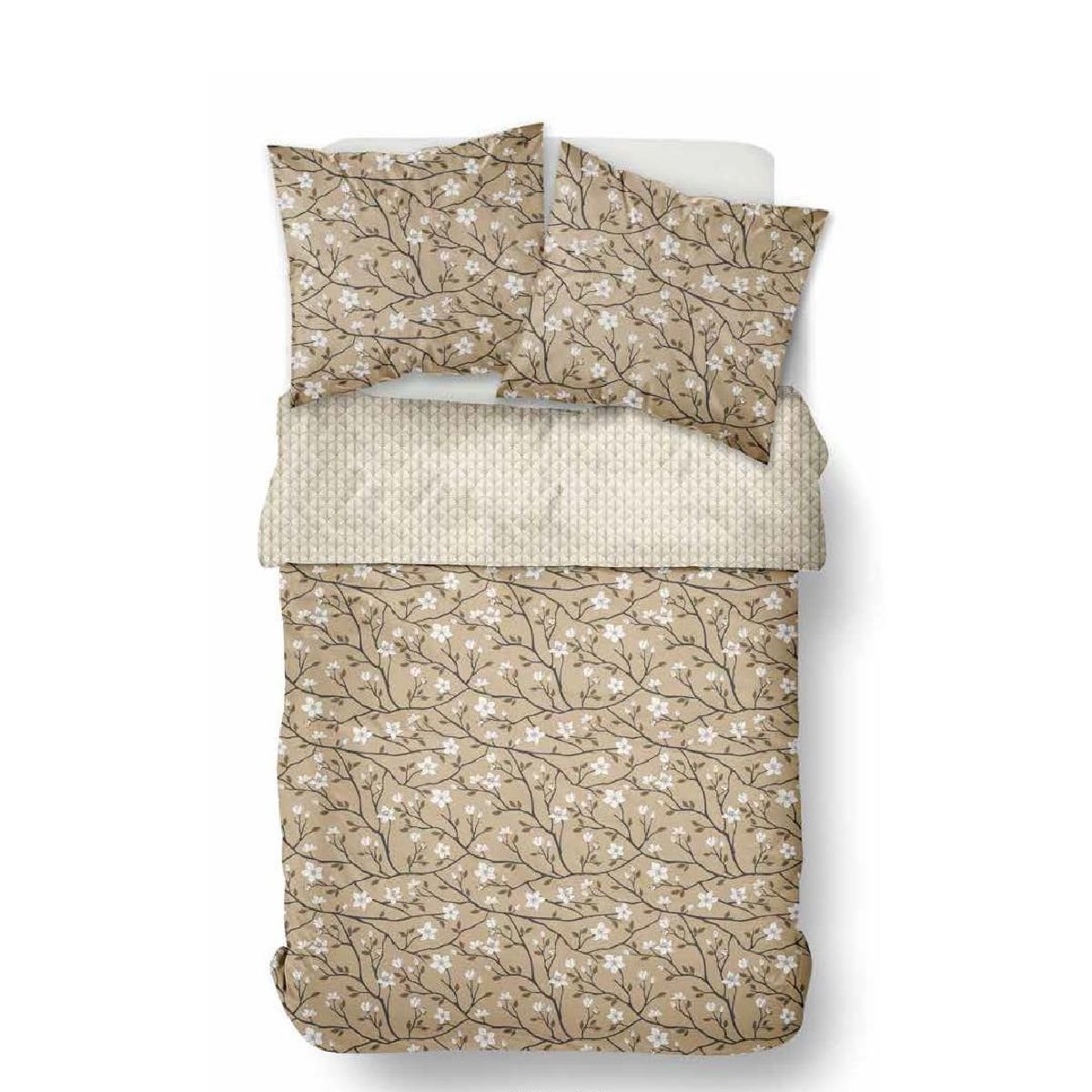 Parure de lit 2 personnes imprimé SUNSHINE VALENTINA beige, TODAY