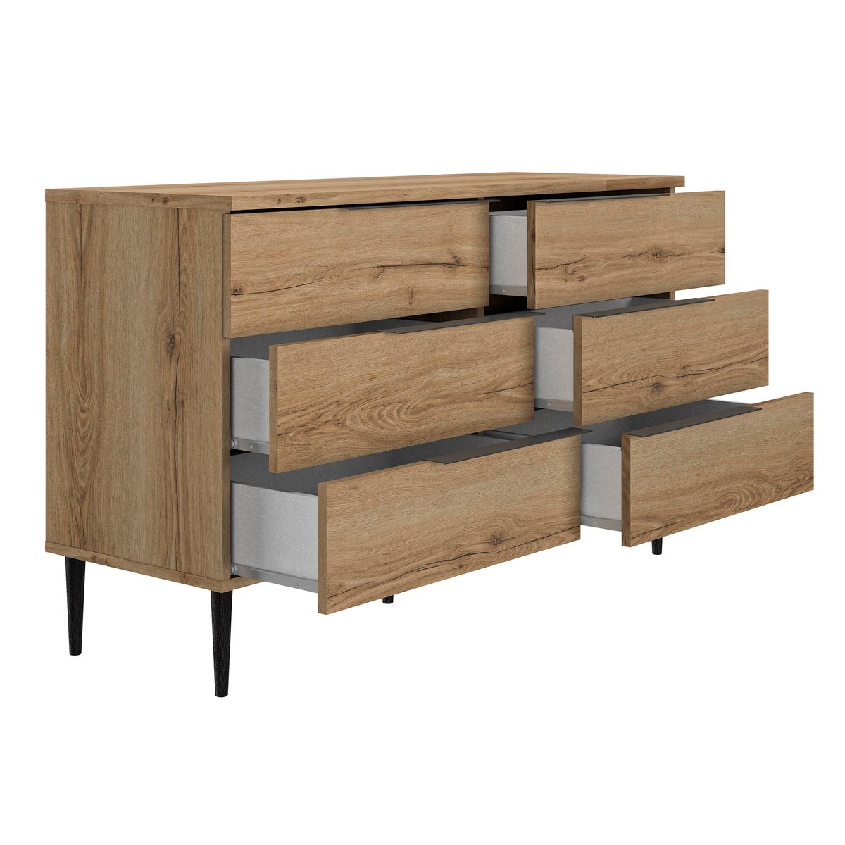 Commode 6 tiroirs finition mat en beige, GAMI
