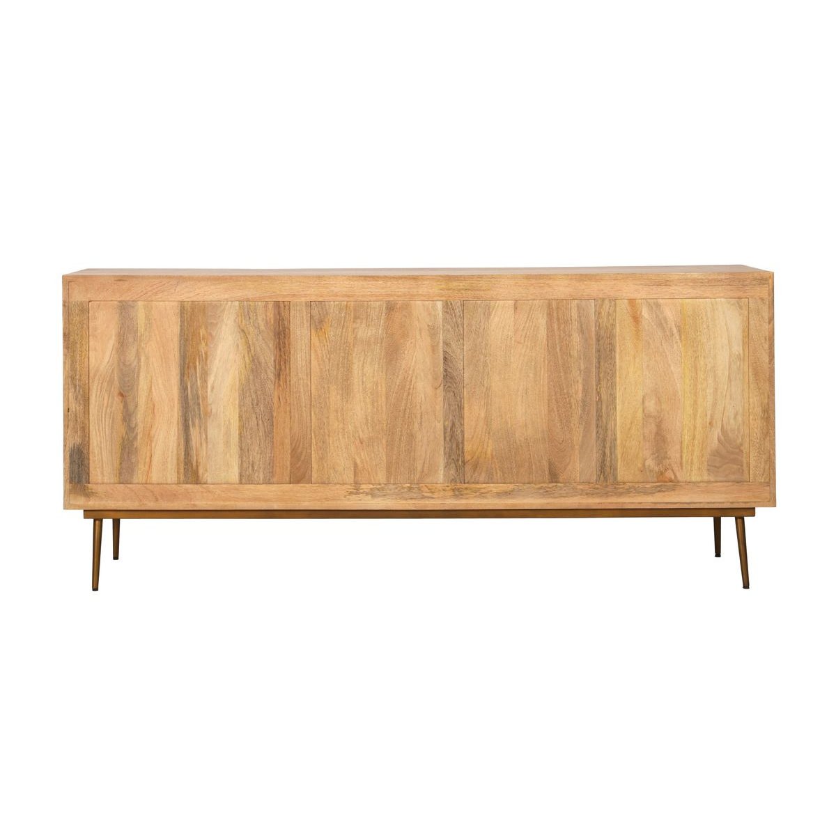 Buffet bas en bois massif 2 portes 3 tiroirs 180 cm, BRUGES marron clair, BOBOCHIC
