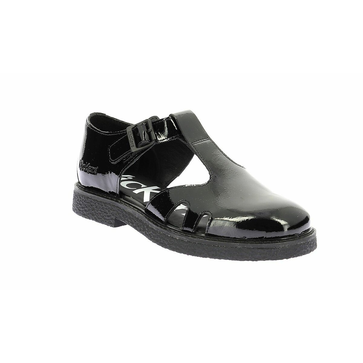 Kick Leryne Leather Fisherman Style Sandals black patent, KICKERS