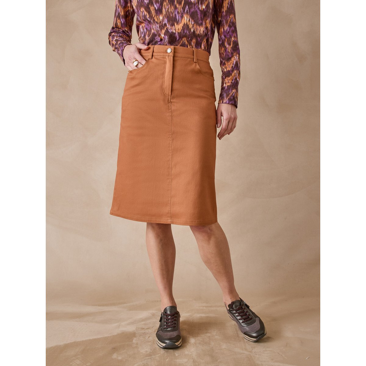 Jupe 5 poches coupe droite marron, DAXON