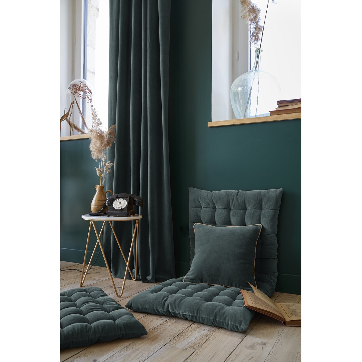 Rideau tamisant velours Collection Cesar ardoise, EDEN