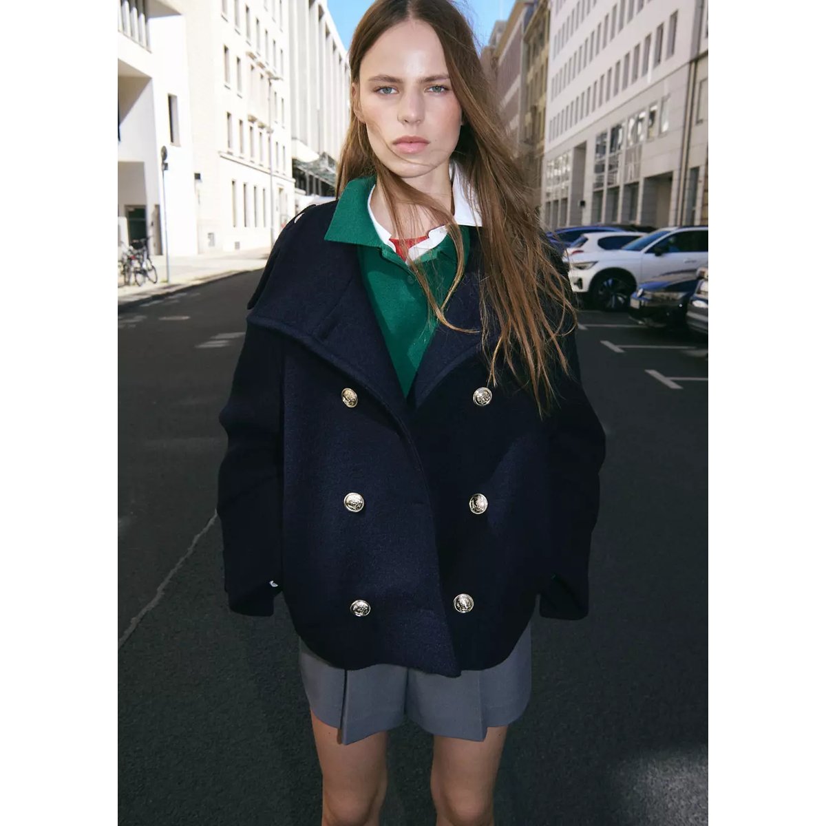 Manteau 100 % laine double boutonnage bleu marine, MANGO