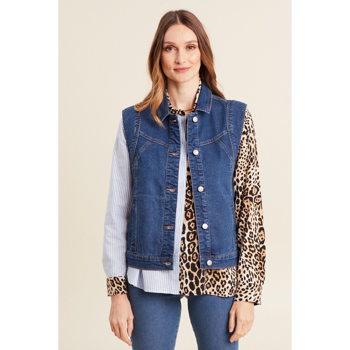Veste sans manches en jean denim stone, BREAL