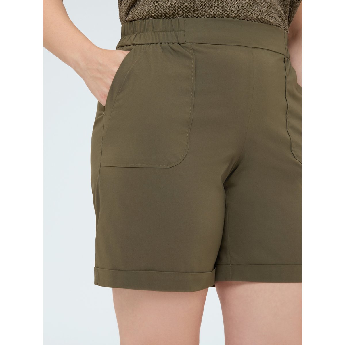 Bermuda avec taille élastiquée verde militare, FIORELLA RUBINO