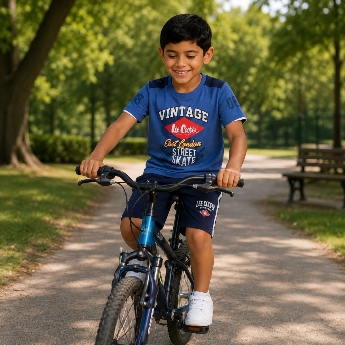 Ensemble t-shirt imprimé et short PLAYTIME bleu marine, LEE COOPER