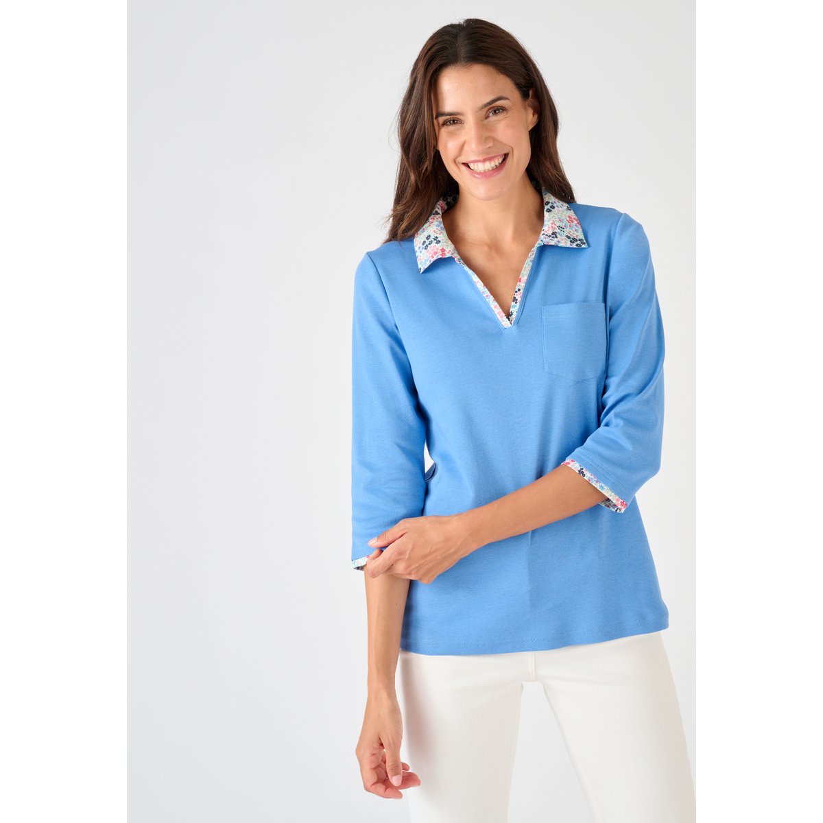 T-shirt effet 2 en 1 bleu clair, DAMART