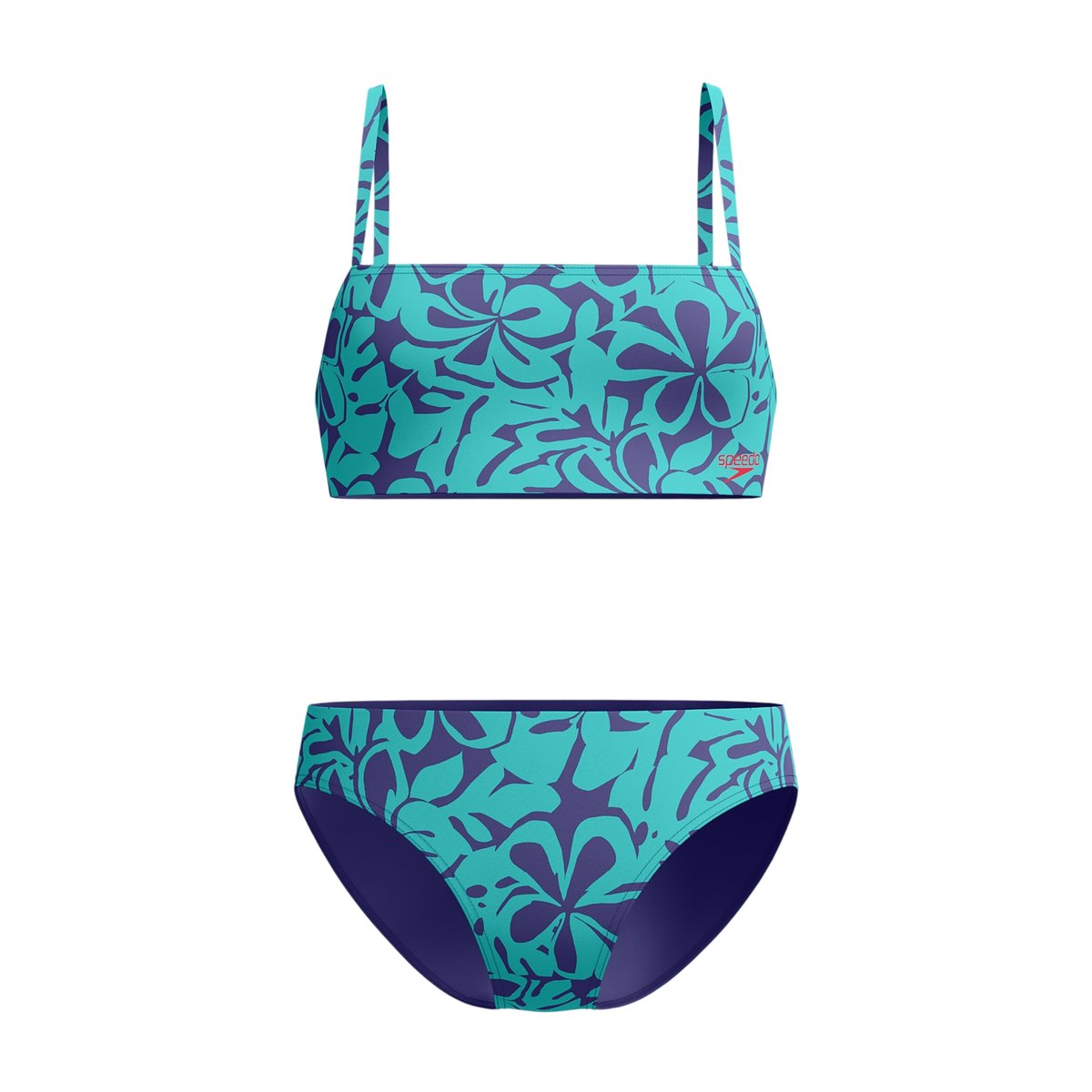 Maillot de bain 2 pièces à bretelles fines ajustables motif/style fleurs bleu, SPEEDO