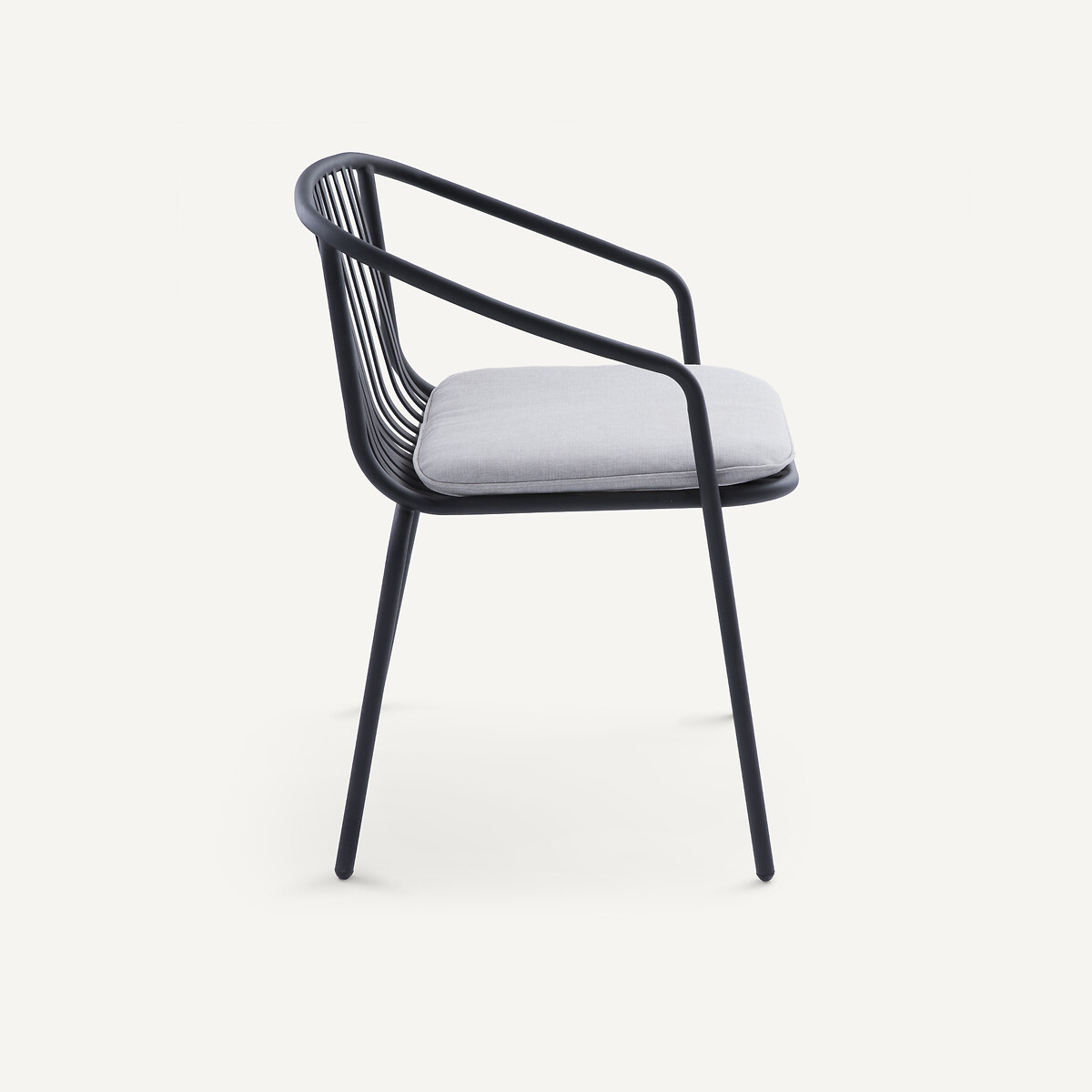 Fauteuil de table de jardin en métal acier, CIARA charbon, AM.PM